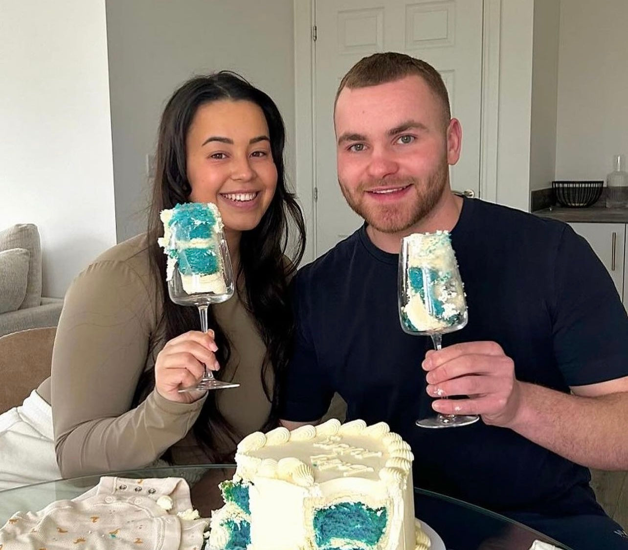 Gender Reveal Heart Cake