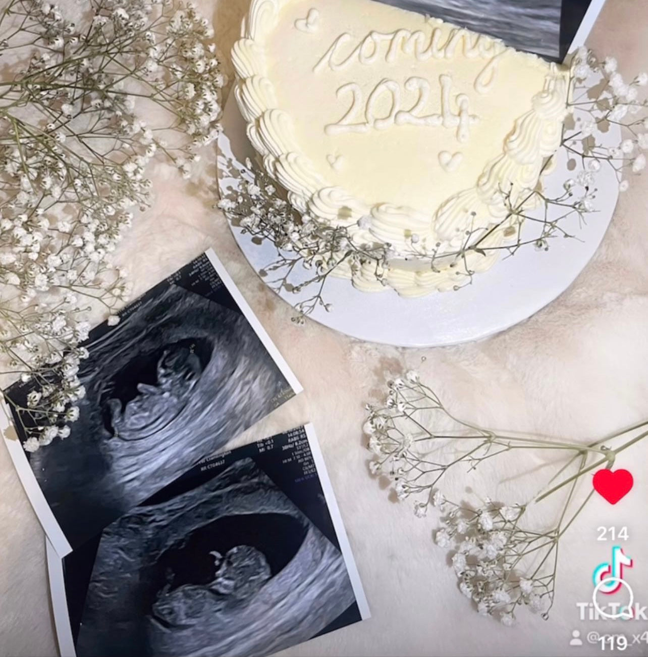 Gender Reveal Heart Cake