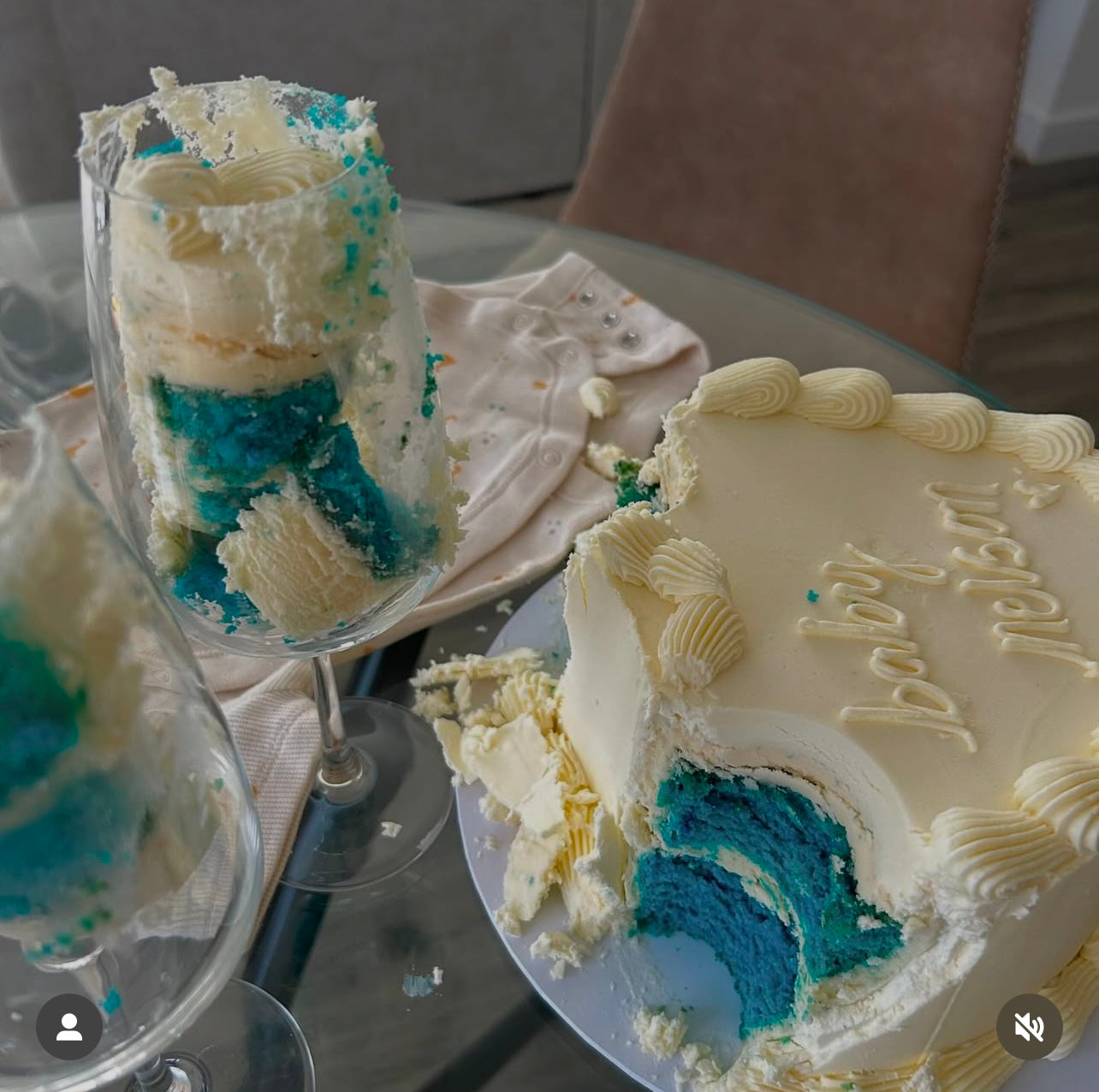 Gender Reveal Heart Cake