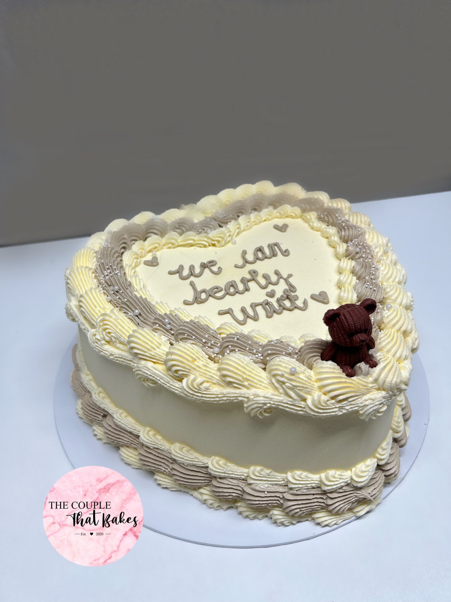 We Can Bearly Wait (Baby Shower) Heart Cake