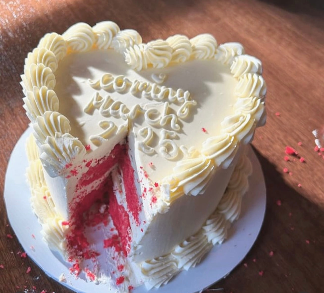 Gender Reveal Heart Cake