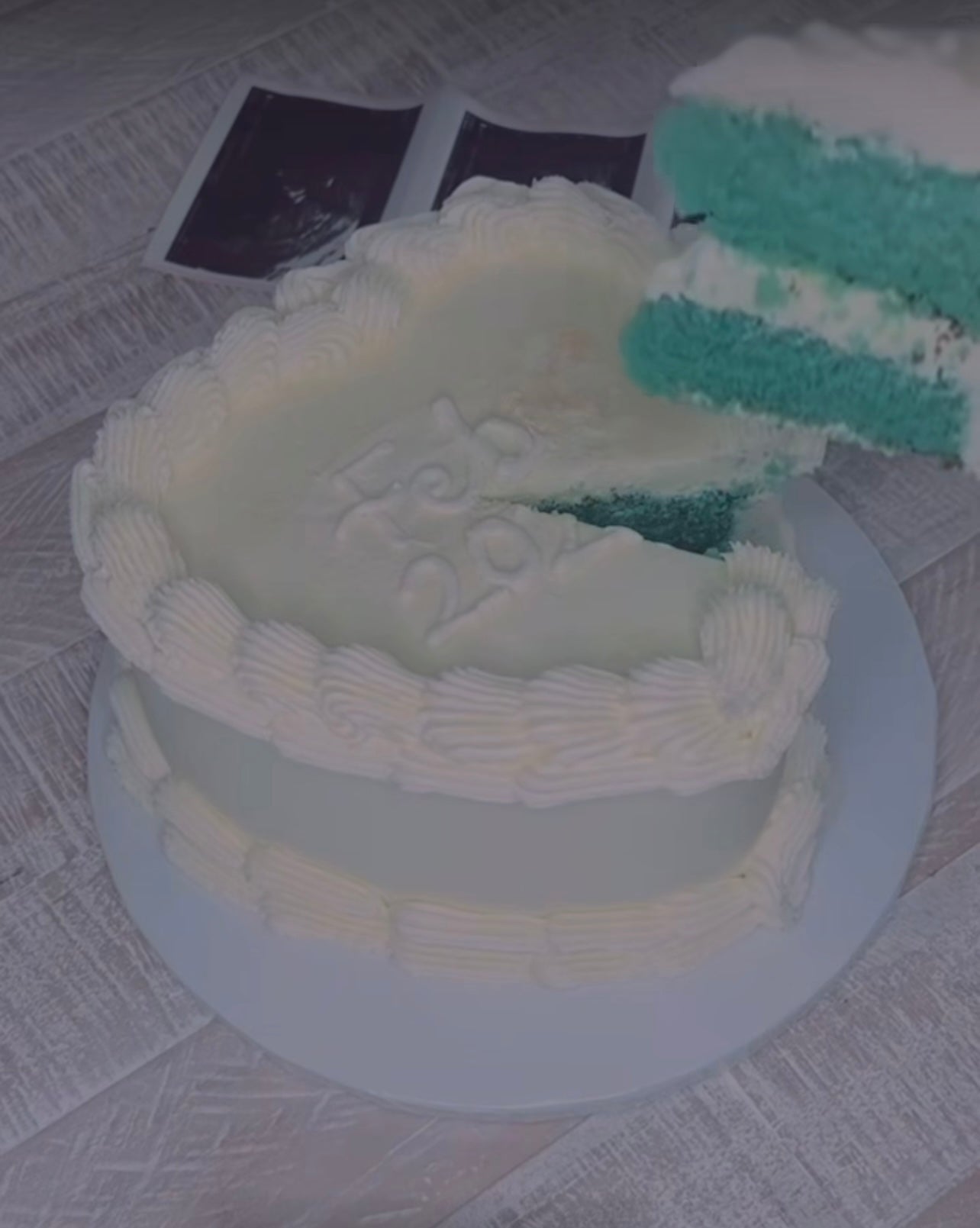 Gender Reveal Heart Cake