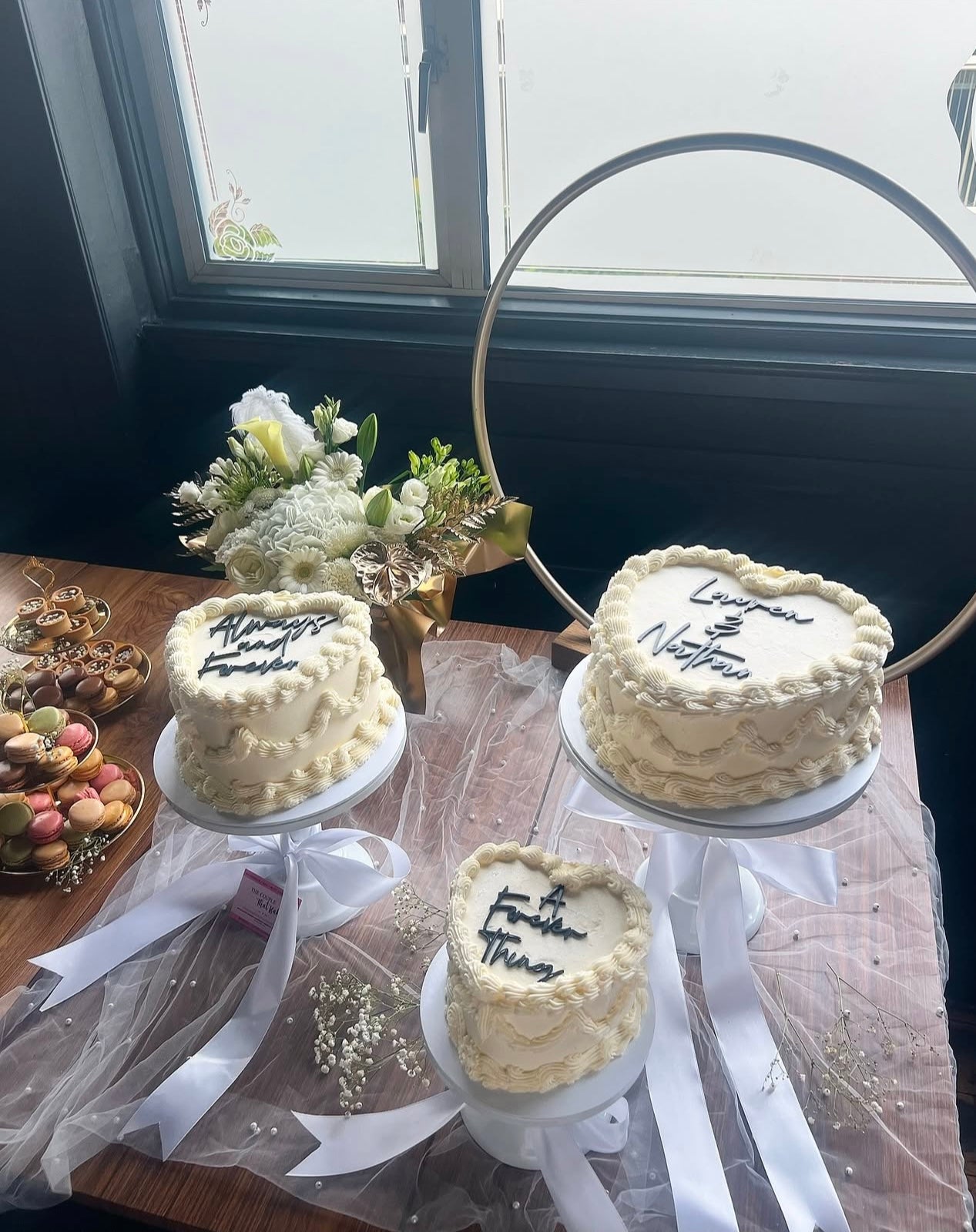 Wedding Lambeth Heart Cake with Acrylic Charm
