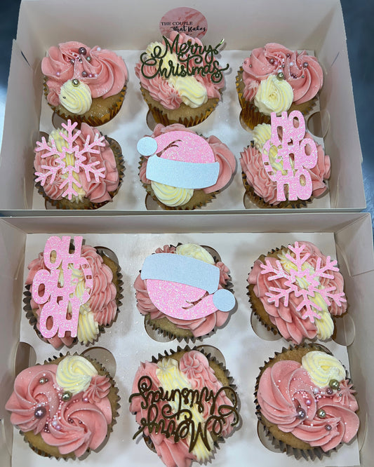 Pink Christmas Cupcakes