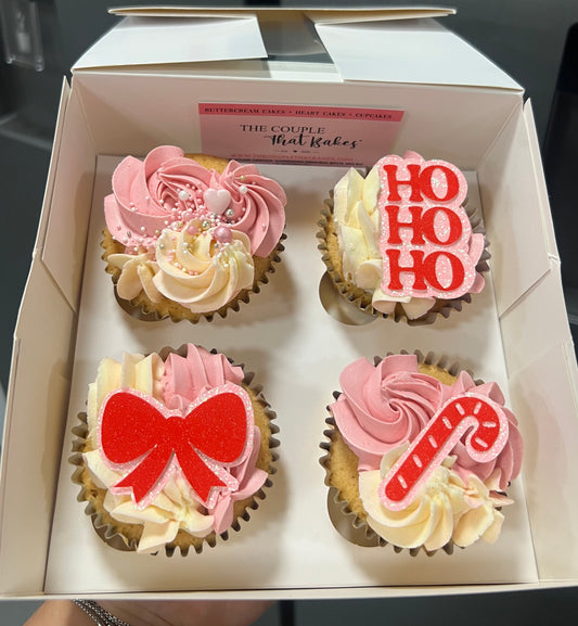 Pink Christmas Cupcakes